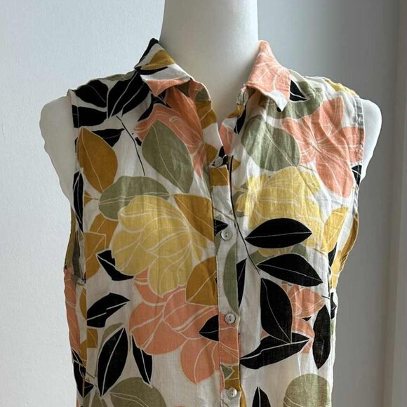 Rachel Zoe 100% Linen Sleeveless Botanical Shirt Dress – US L - Picture 6 of 9
